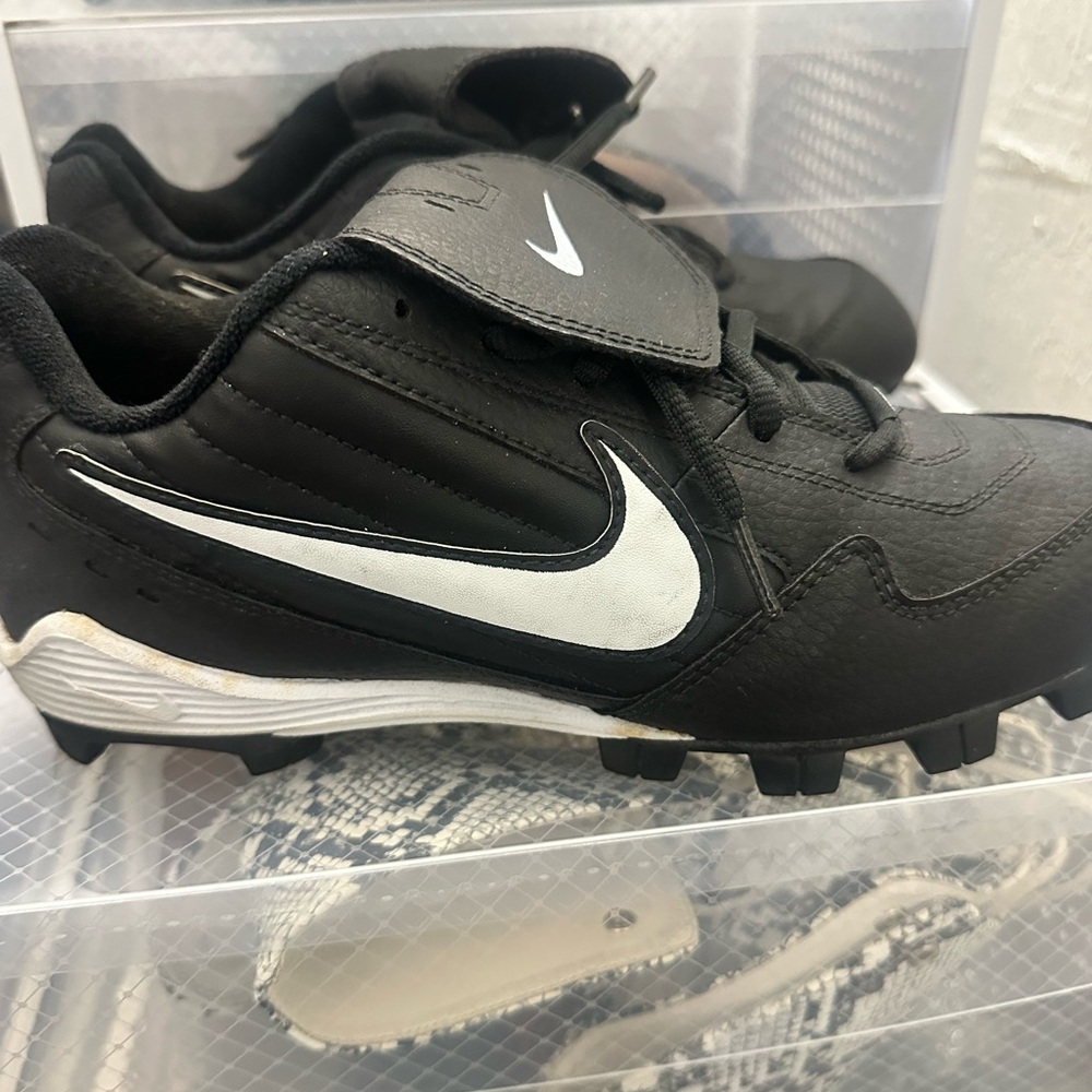 Nike Black and White Athletic cleats with Velcro Strap